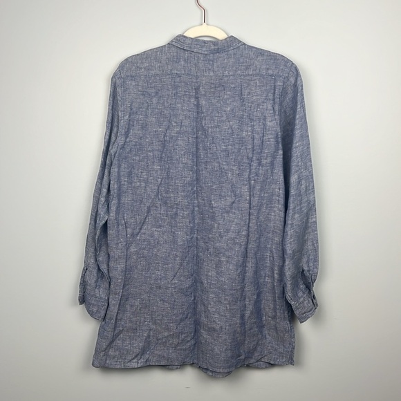 Garnet hill 100% linen small longline button down top - Picture 8 of 8